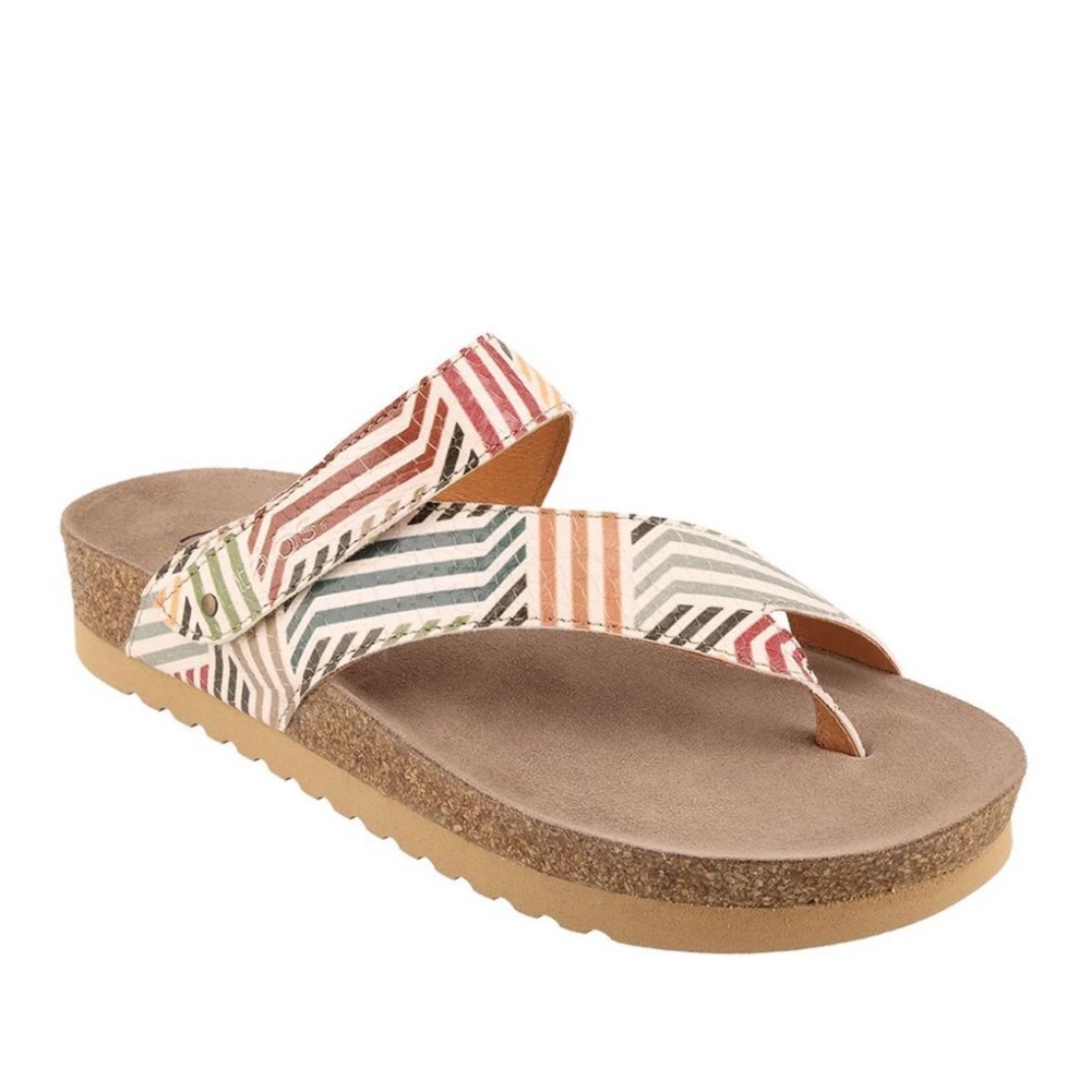 Taos LOLA Leather Thong Sandals in Geometric Multi